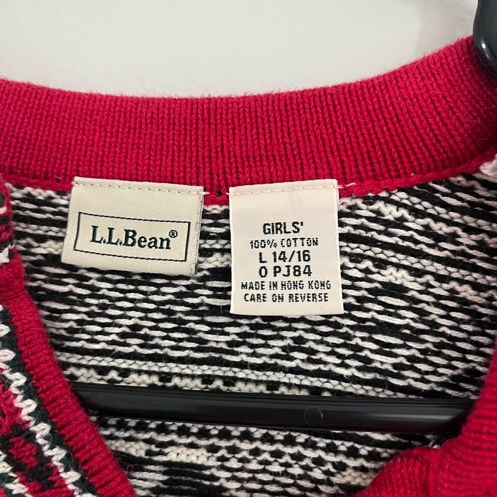 LL Bean‎ Girls Nordic Patterned Pullover Thick Cotton Sweater - Picture 3 of 4